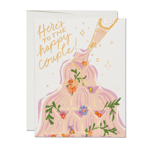 Here's to the happy couple champagne wedding card