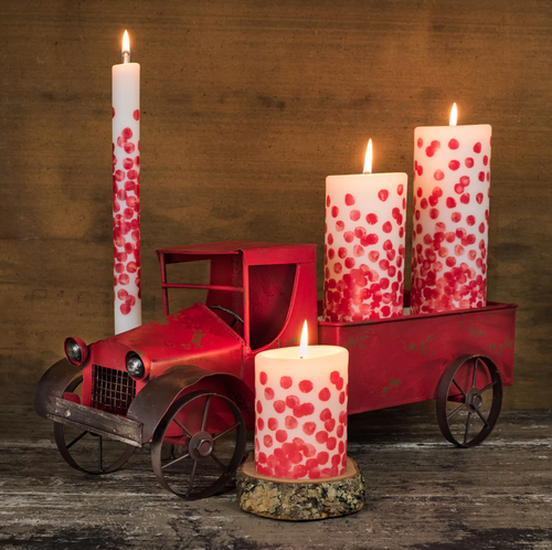 Lucid Taper Candles - Dotty Red