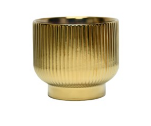 Ceramic Gold Ribbed Pot