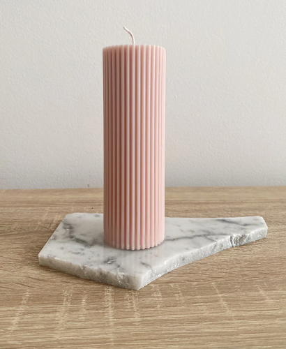 Soie Ribbed Pillar Candle - Med