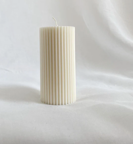 Soie Ribbed Pillar Candle - Small